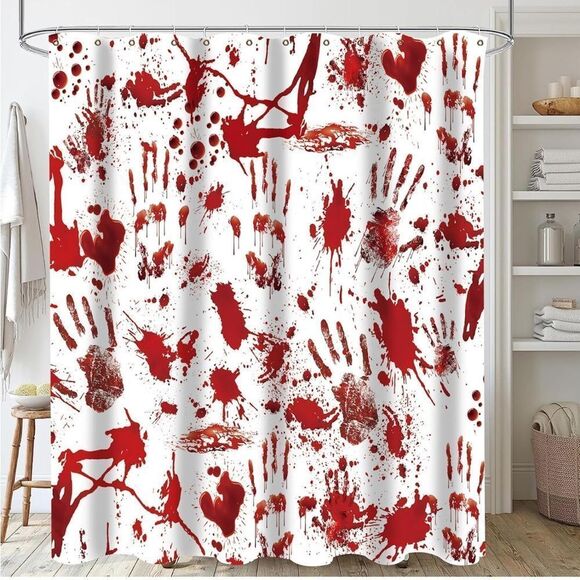 Halloween Shower Curtain Decorations, 72x72 Inches Horror Bath Curtain - Picture 3 of 4